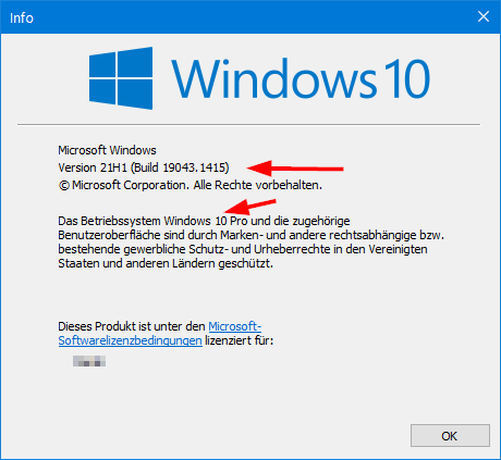 Screenshot for checking Windows Edition