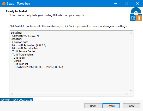 Show screenshot TUtoolbox summary