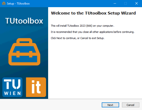 Screenshot TUtoolbox language welcome