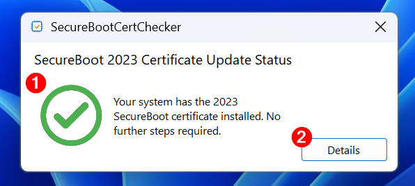 Screenshot of SecureBootCertChecker