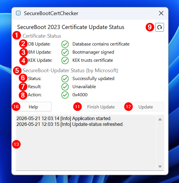 Screenshot of SecureBootCertChecker with details
